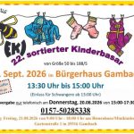 22. sortierter Kinderbasar am 27. 09.2026